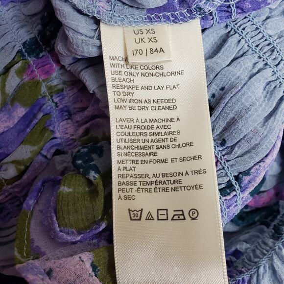 Free People Womens XS Daphne Blouse in Silver Blue Combo NEW - Picture 10 of 11